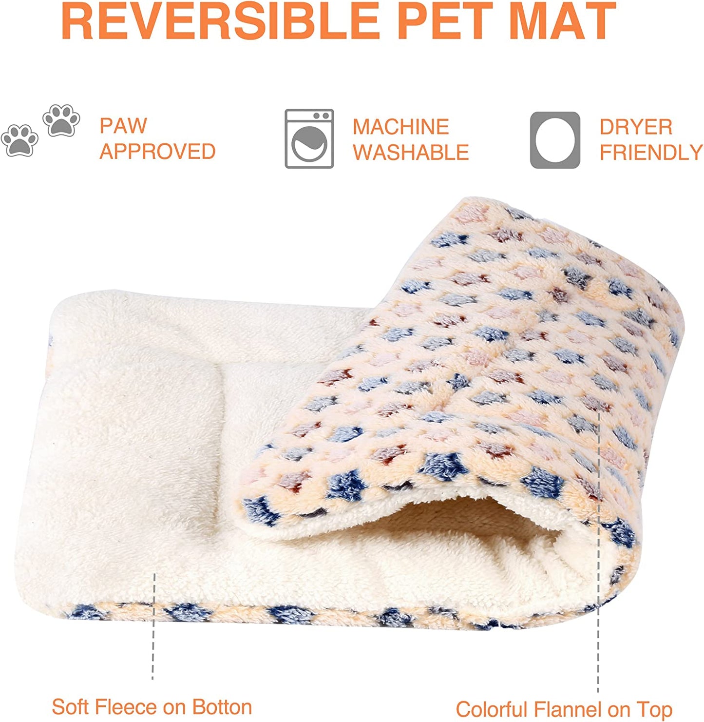 Ultra Soft Pet (Dog/Cat) Bed with Cute Prints | Reversible Fleece Crate Bed Mat | Machine Washable Pet Bed Liner